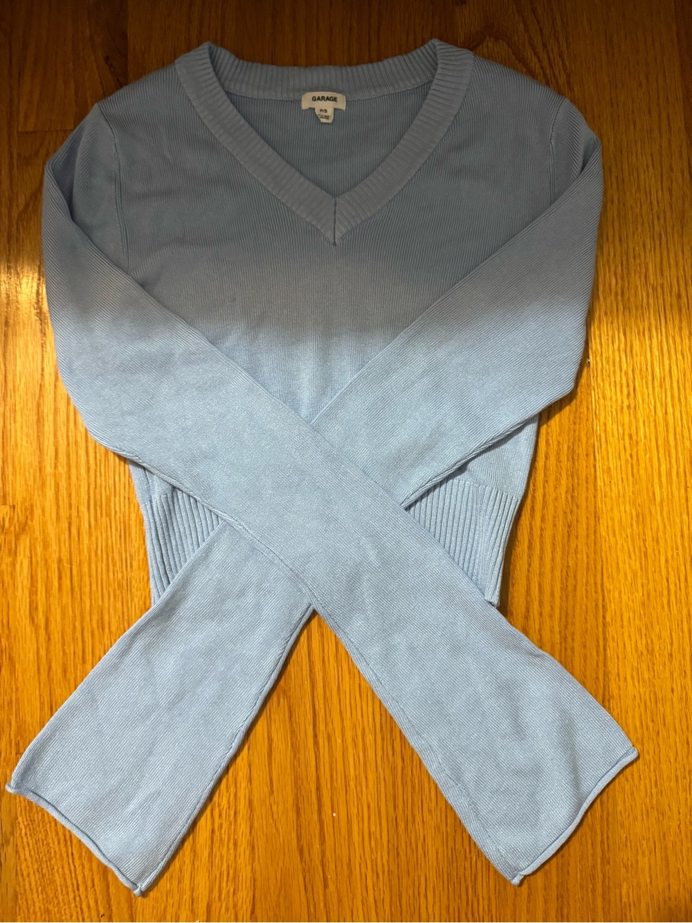 Garage Women's Pale Blue V-Neck Sweater